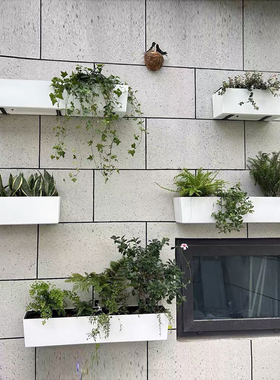 墙挂式花盆挂墙长方形挂墙壁储水懒人自吸水挂墙上花箱植物墙壁挂