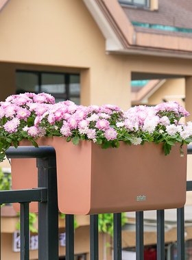 双边挂栏杆花盆挂式树脂骑马盆马鞍式护栏楼梯悬挂阳台花箱骑栏盆