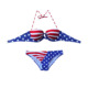 性感比基尼钢托美国红条蓝星印花泳衣抹胸聚拢泳装 海边 女泳裤