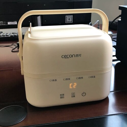 西可多功能便携式电热饭盒玻璃内胆学生加热保温电饭盒便当盒餐盒
