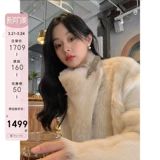 [CC皮草“雪国来信”冬季年轻新款进口托斯卡纳皮毛一体皮草外套女]