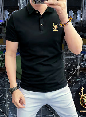 2026新款夏季男士短袖t恤Polo衫男装半袖翻领鹿头时尚品质上衣潮