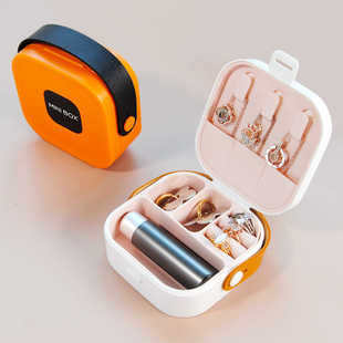 耳饰首饰收纳盒小精致收拾饰品口红项链戒指耳夹包可携带分格盒