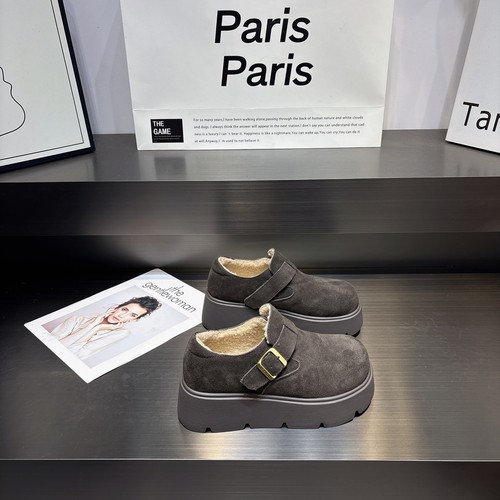 真皮魔术贴加绒厚底勃肯鞋棉鞋