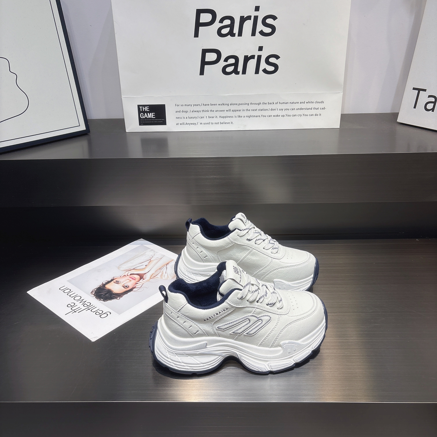 真皮加绒擦色做旧厚底老爹鞋女