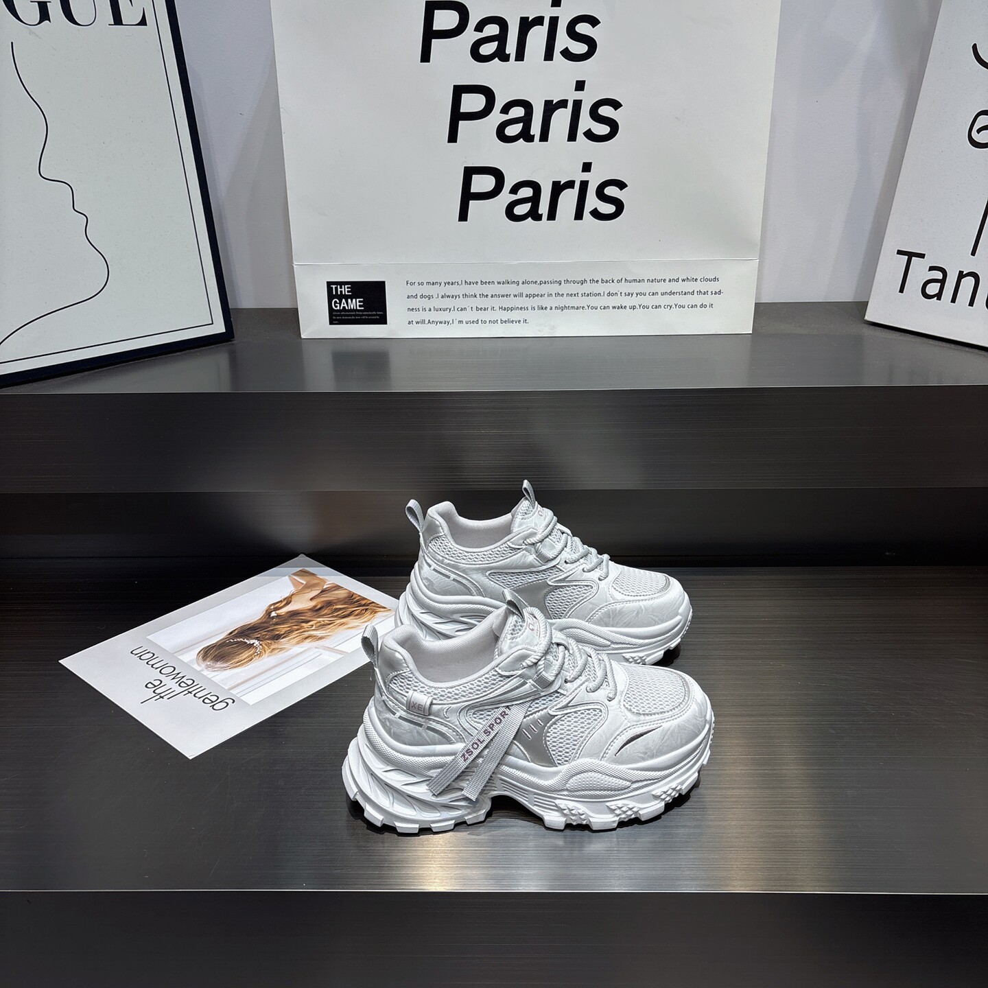 真皮透气厚底老爹鞋女2026新款小个子6cm增高显瘦系带休闲运动鞋