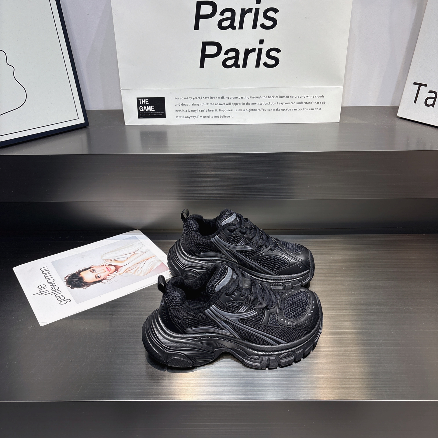 真皮加绒增高厚底老爹鞋女