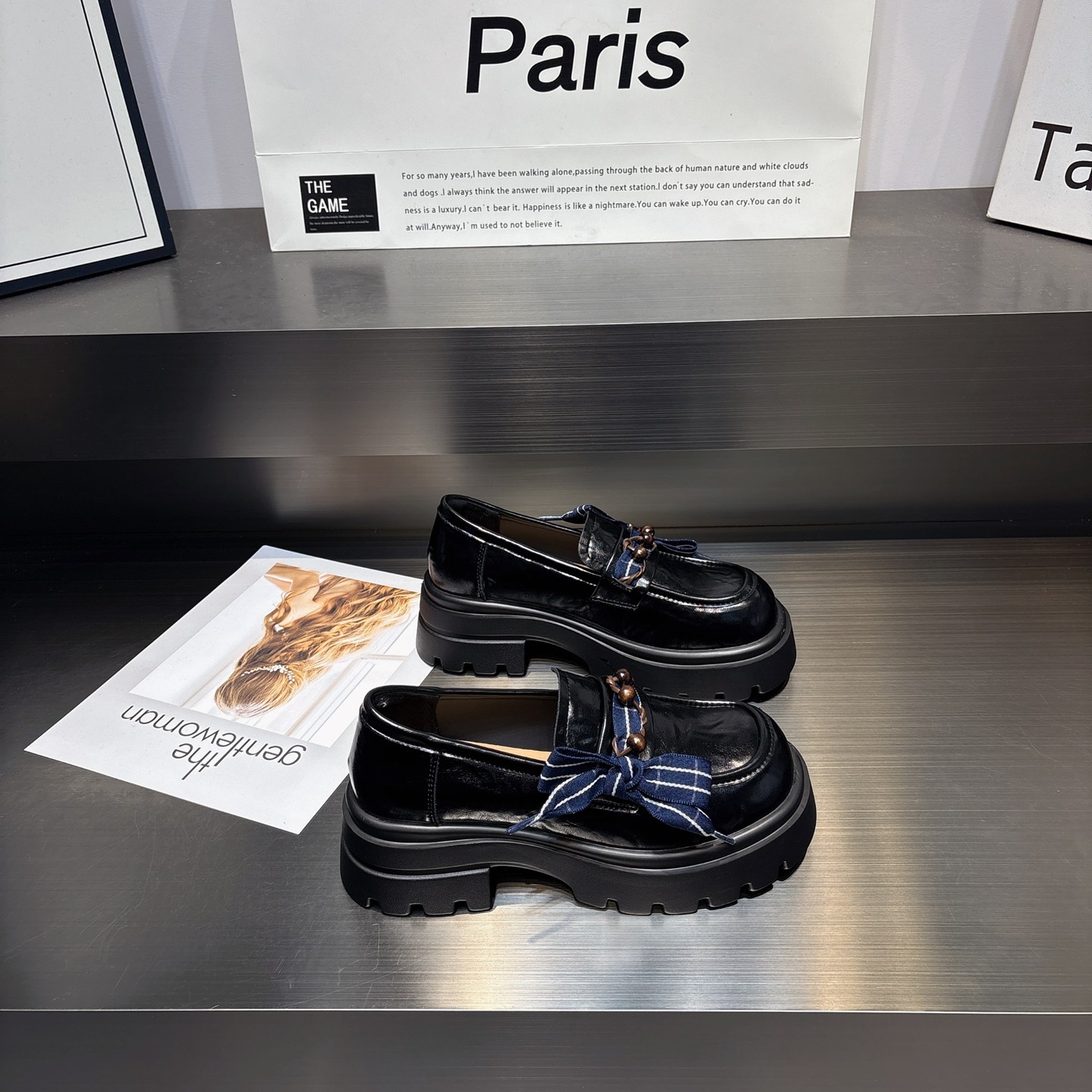 真皮增高一脚蹬复古乐福鞋女