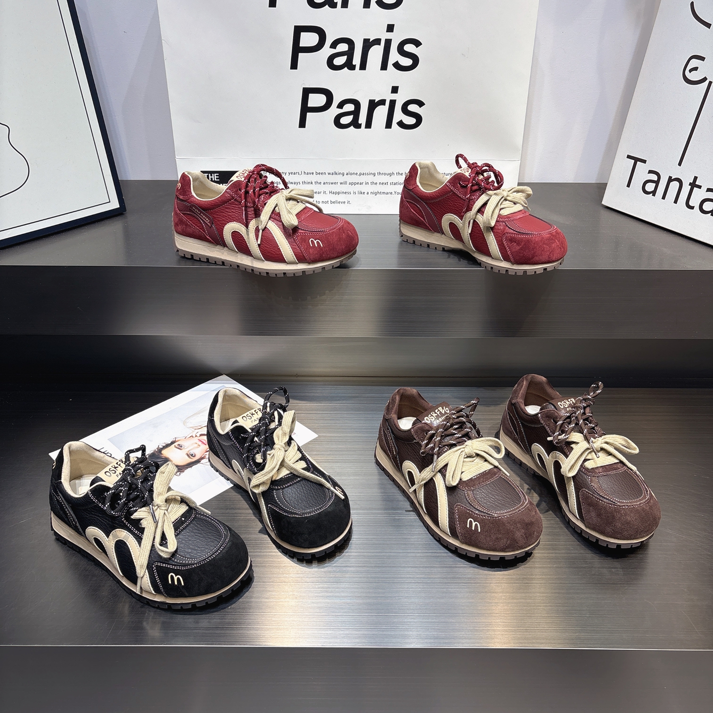 真皮舒适软底系带休闲运动鞋女