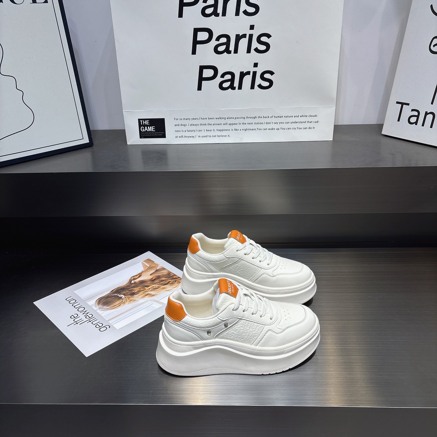 小白鞋女6cm增高厚底板鞋2026春季新款真皮显瘦系带休闲运动鞋女