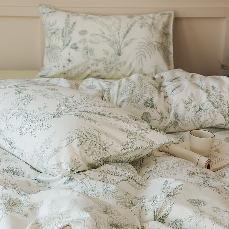 全棉小清新田园1.2单人宿舍双人床上用品四件套床单床笠