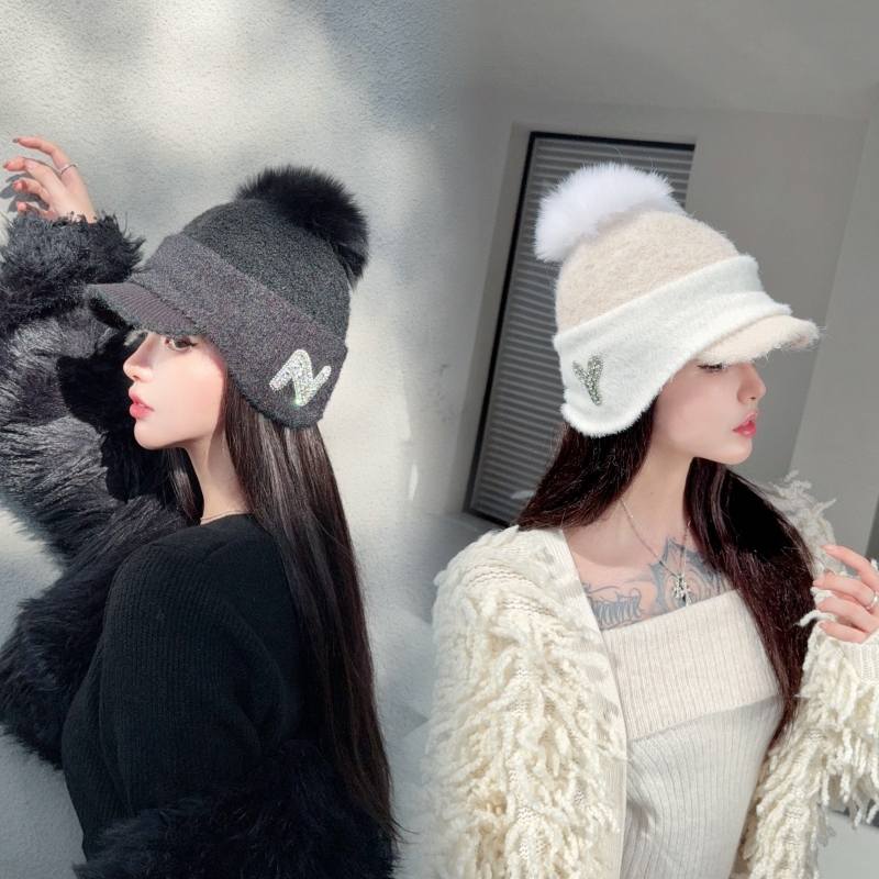 NIUYANG 原创时髦户外防寒护耳滑雪骑行羊毛混纺狐狸毛马术鸭舌帽