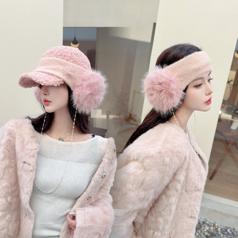 NIUYANG 设计师潮款可拆卸发带耳罩两用挂链珠花毛绒高颅顶鸭舌帽,服饰配件/皮带/帽子/围巾,帽子,淘宝优惠券,粉丝福利购,淘宝优惠卷