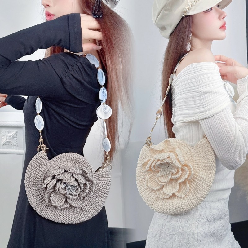 CREAMPP 原创手工绳编优雅复古3D立体花朵圆形贝壳包双肩带单肩包,箱包皮具/热销女包/男包,通用款女包,淘宝优惠券,粉丝福利购,淘宝优惠卷