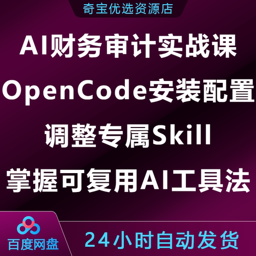 AI财务审计实战课OpenCode安装配置专属Skill可复用AI工具方法