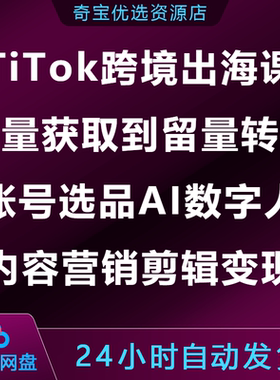 Tiok跨境出海流量获取留量转化账号选品AI数字人内容营销剪辑变现