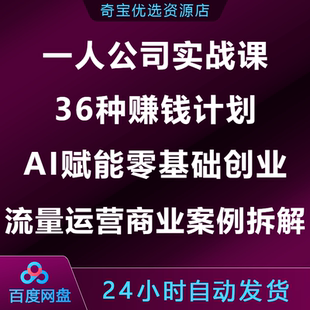 一人公司实战课36种赚钱计划AI赋能零基础创业流量运营商业案例