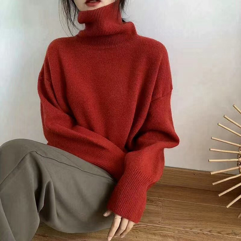 turtleneck cashmere sweater women korean style oversized kni
