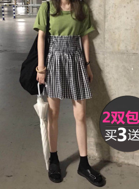 韩国糖果色卷边短袜堆堆袜女黑色袜子夏季薄款ins超火配凉鞋袜子