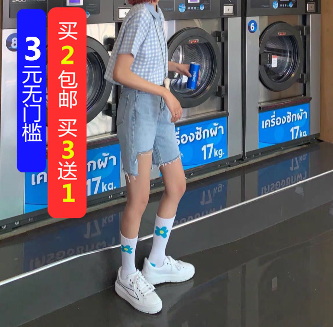 袜子女泫雅风糖果色花朵少女袜