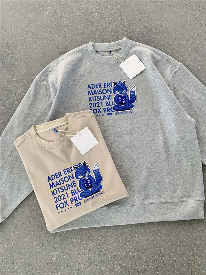 AE联名限定款立体大狐狸字母贴布刺绣 宽松男女中性风圆领卫衣