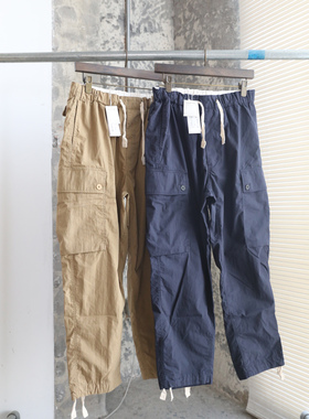 NN日系高端推荐 水洗机能轻薄梭织面料 男款多兜宽松工装裤束腿裤
