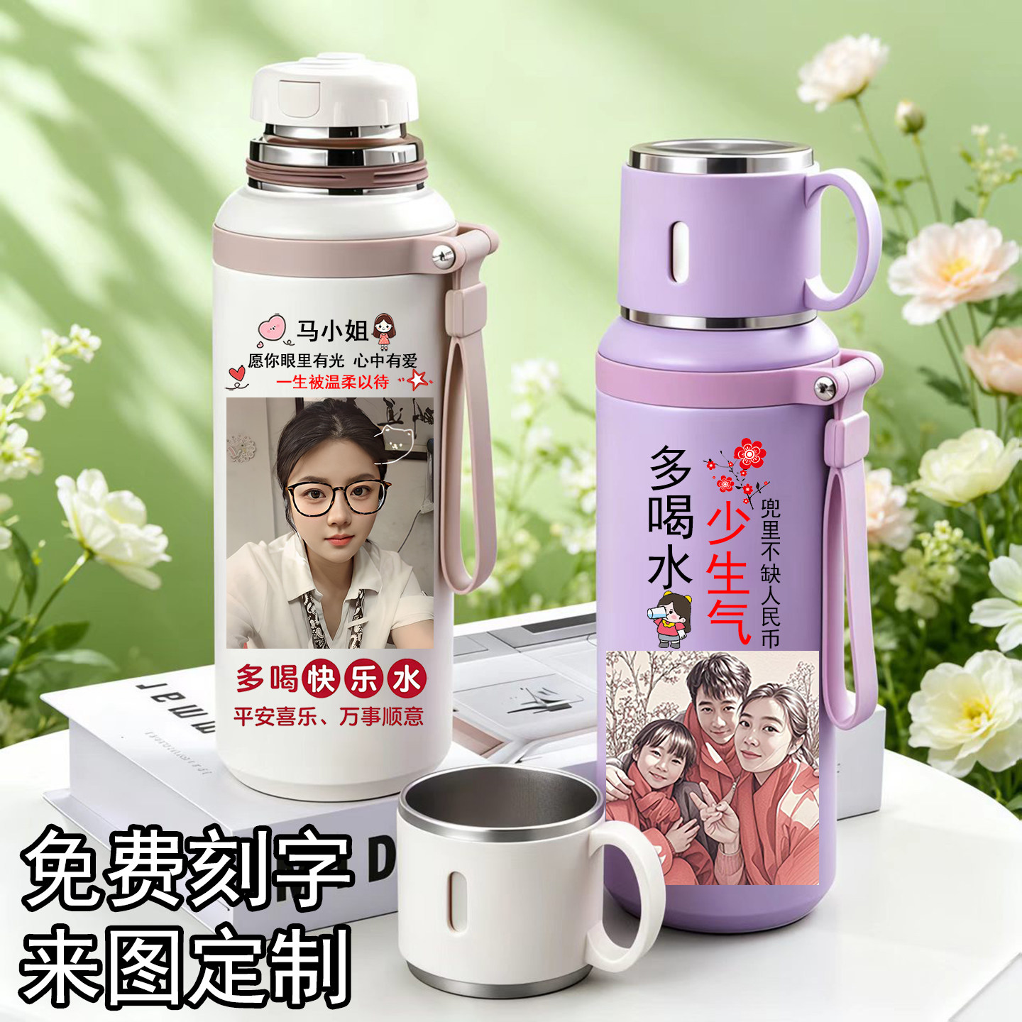 大容量保温杯照片定制生日礼物