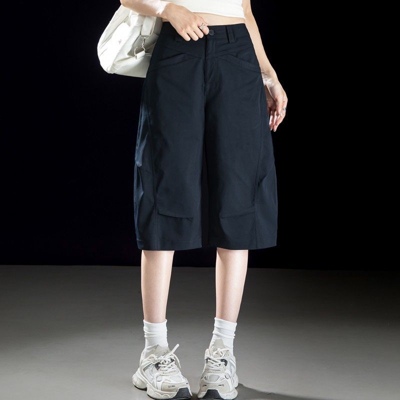 美式六分工装裤子女2026新款宽松阔腿五分裤女夏薄款直筒休闲百搭