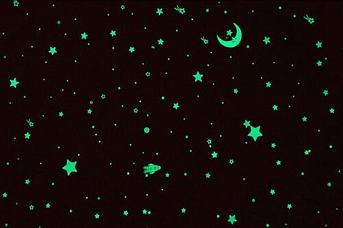 夜光贴纸儿童房天花板装饰荧光星空贴画宇宙太空月亮星星荧光墙贴 - 封面