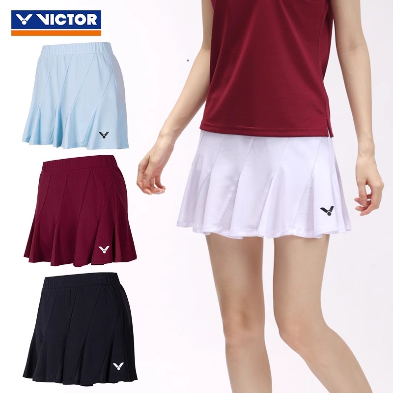 官方VICTOR胜利羽毛球服女款训练裙子针织运动短裙速干K-51301女