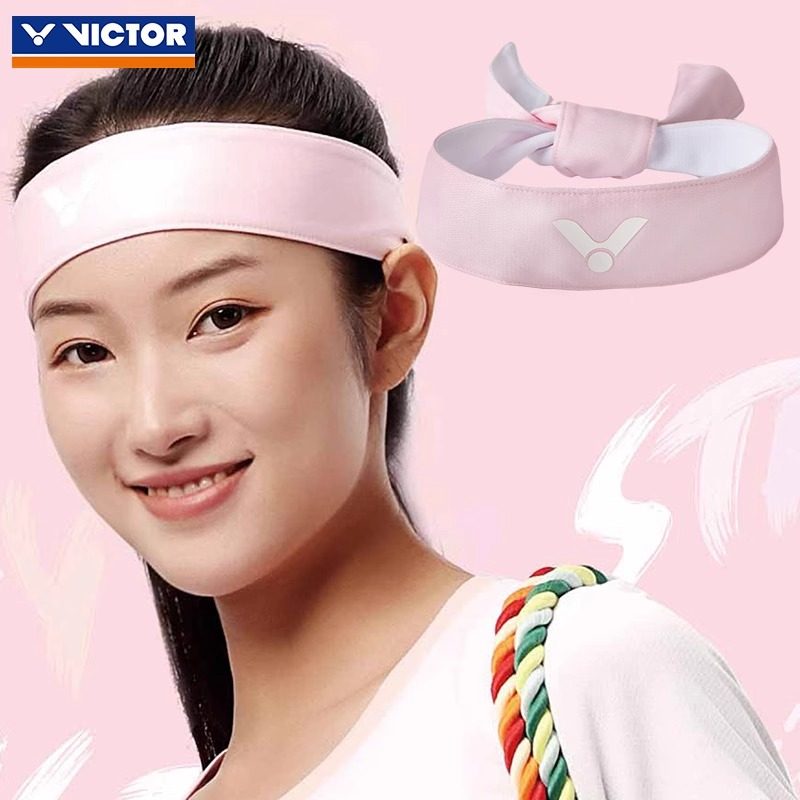 新款victor胜利羽毛球瑜伽运动发带吸汗女头巾跑步止汗速干束发带