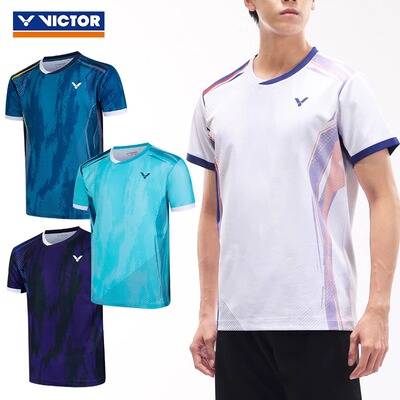 夏VICTOR胜利羽毛球服男款女款运动服短袖透气速干上衣T恤T50023