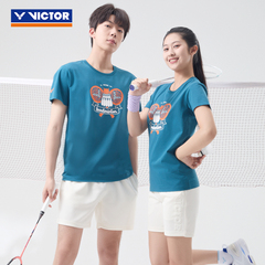 官方victor胜利羽毛球服威克多男女速干短袖训练运动服T恤T55008