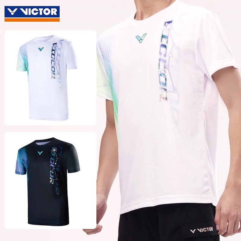 2024新款victor胜利羽毛球服速干短袖男女款运动服比赛透气T40041