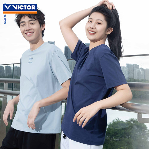 2025victor胜利羽毛球服威克多抗菌透气男女短袖运动针织T恤55014