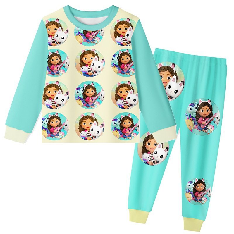 卡通盖比娃娃屋女童睡衣套装