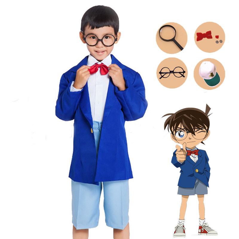 万圣节cosplay柯南基德成人儿童角色派对演出服装校园亲子侦探服_虎窝淘
