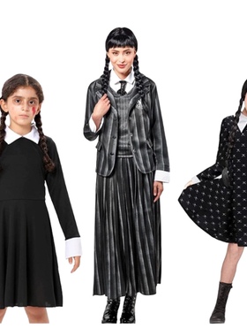 万圣节亚当斯一家cos星期三Wednesday女主同款连衣裙cosplay校服