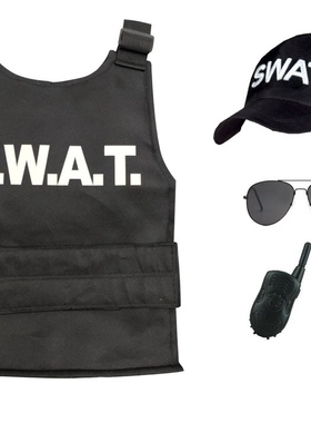 万圣节儿童cosplay SWAT特工防弹扮演服海豹突击队特警背心特战服