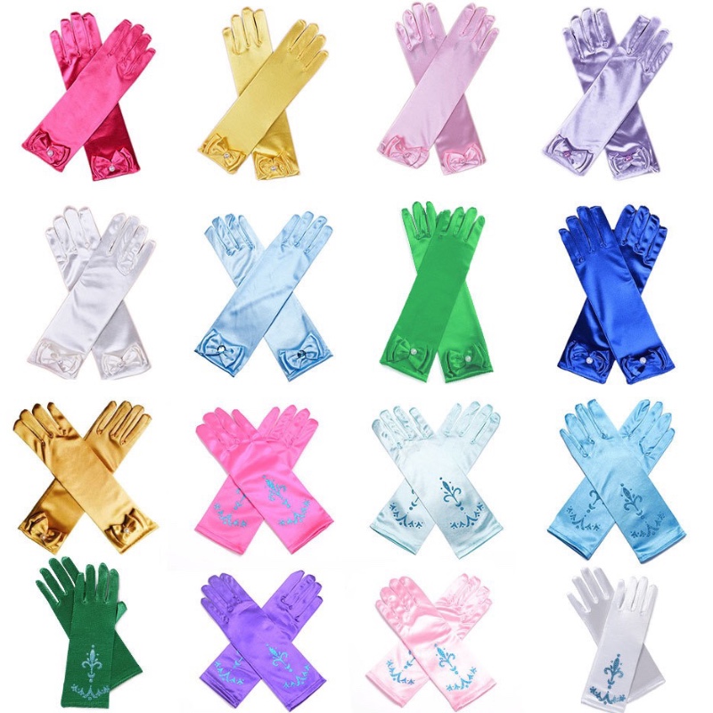 儿童婚纱手套cos安娜艾莎贝儿爱洛茉莉白雪公主手套配饰 礼服手套