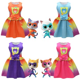 夏季 Kitties女童蝴蝶結背心公主裙 COSPLAY超級小貓戰(zhàn)隊衣服Super