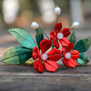 复古缠花簪长春花燕来红发钗汉服汉风头饰发插古风步摇 可改色