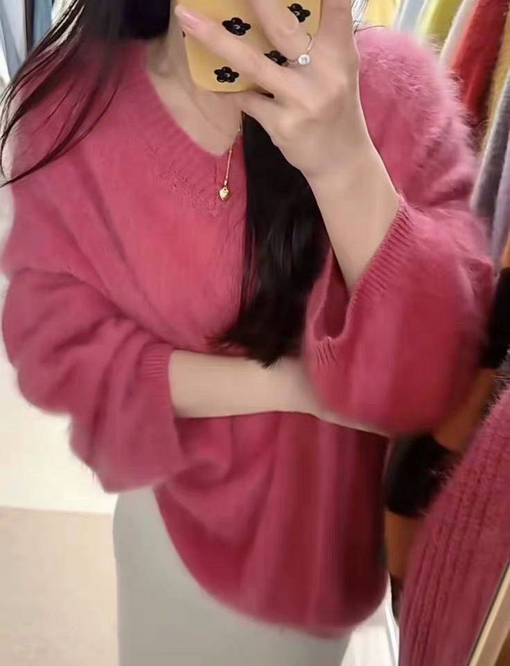 2025新款花纱拉绒针织衫软糯套头毛衣