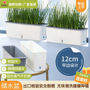 阳台窄边长方形花盆窗台细窄种菜盆家庭园艺多肉花槽自吸水种葱盆