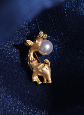 s925纯银时尚小鹿胸花吊坠二用