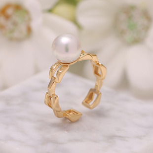 10mm 戒指托指环戒托空托配7 DIY珍珠配件S925纯银韩版 简单时尚