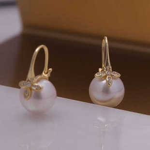 DIY配件s925纯银韩版时尚精美叶子耳扣耳饰耳坠珍珠空托配饰品