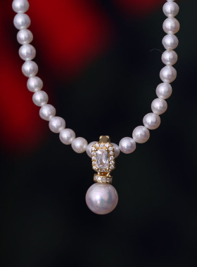 s925纯银复古单锆项链卡扣挂坠