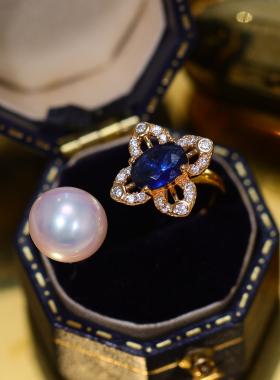 s925纯银宫廷复古花朵戒指托配件