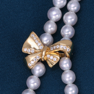 DIY配件S925纯银经典蝴蝶结珍珠夹扣项链扣毛衣链锁扣手链扣饰品